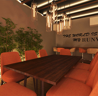 Restaurant branding through artistic wall design