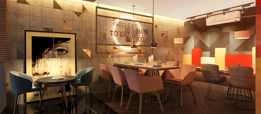 Restaurant wall artwork creating premium dining ambience